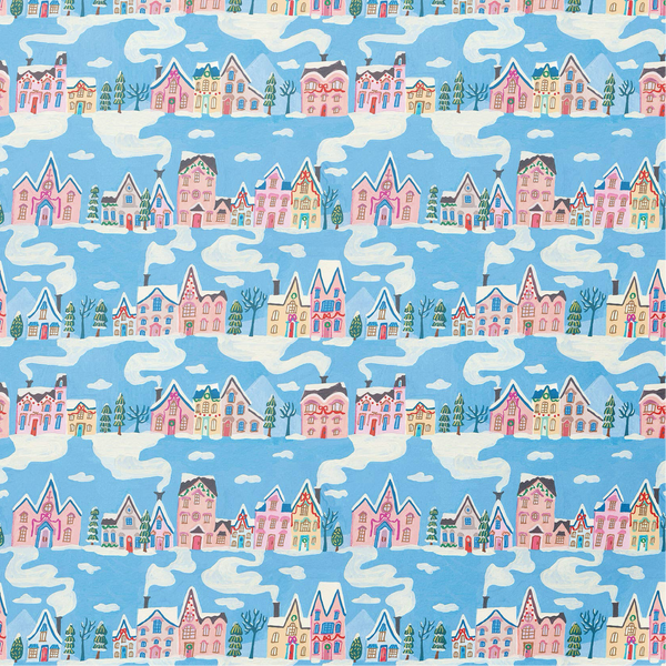Red Cap Cards - Little Pink Houses Holiday Wrapping Paper