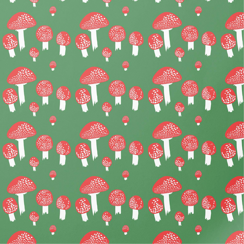 Red Cap Cards - Festive Mushrooms Holiday Wrapping Paper