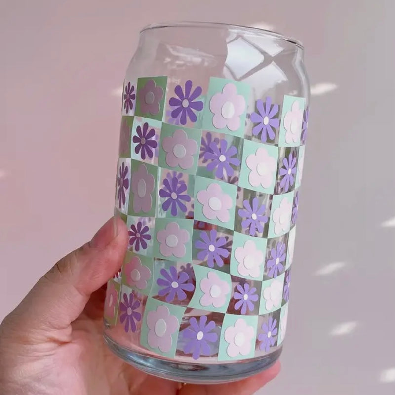 16oz Glass Cup with Vinyl Design