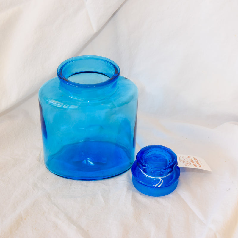 Vintage Blue Glass Container