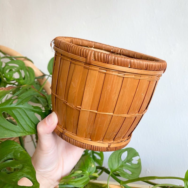 Small Vintage Wicker Planter Basket