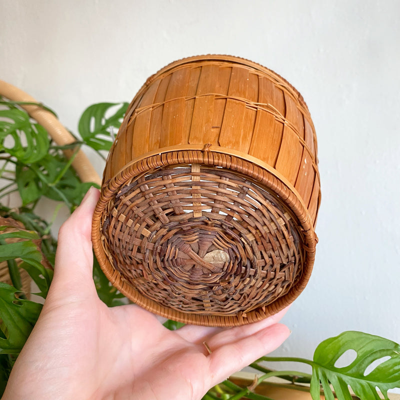 Small Vintage Wicker Planter Basket
