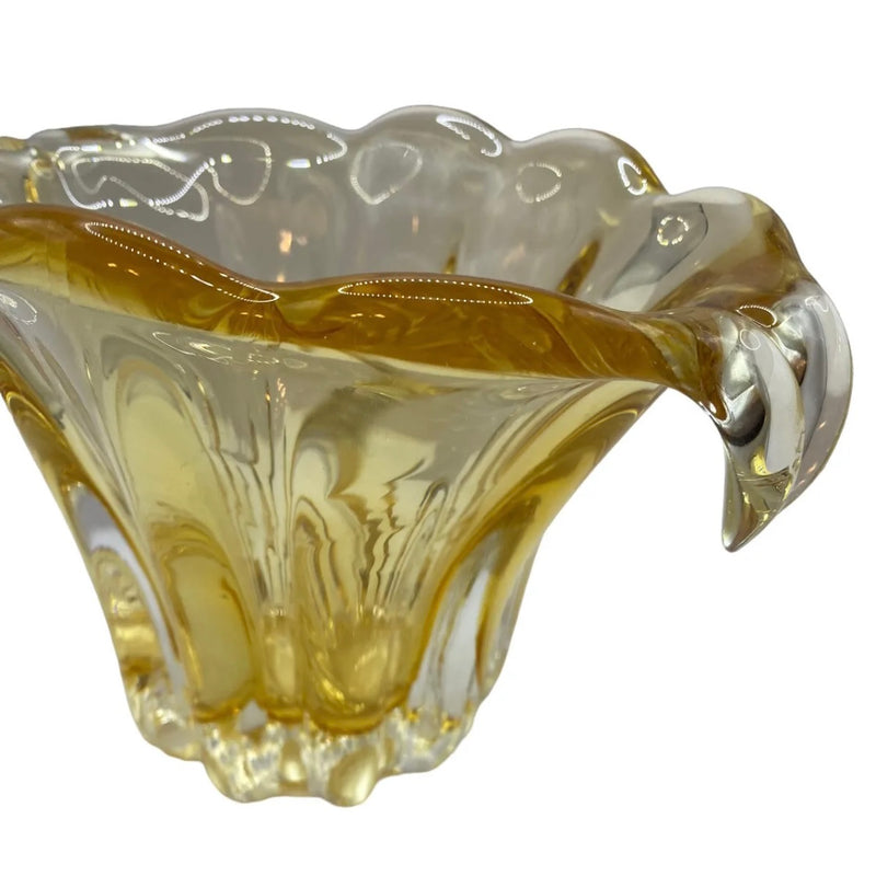 Vintage Amber Glass Dish / Vase