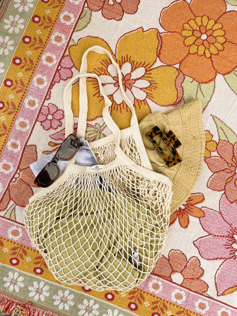 Sun Freckled Studio - French Market Bag, Reusable Grocery Bag, Mesh Produce Bag