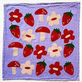 Julie Peach - Berry Shroom on Purple Tea Towel - 100% Cotton