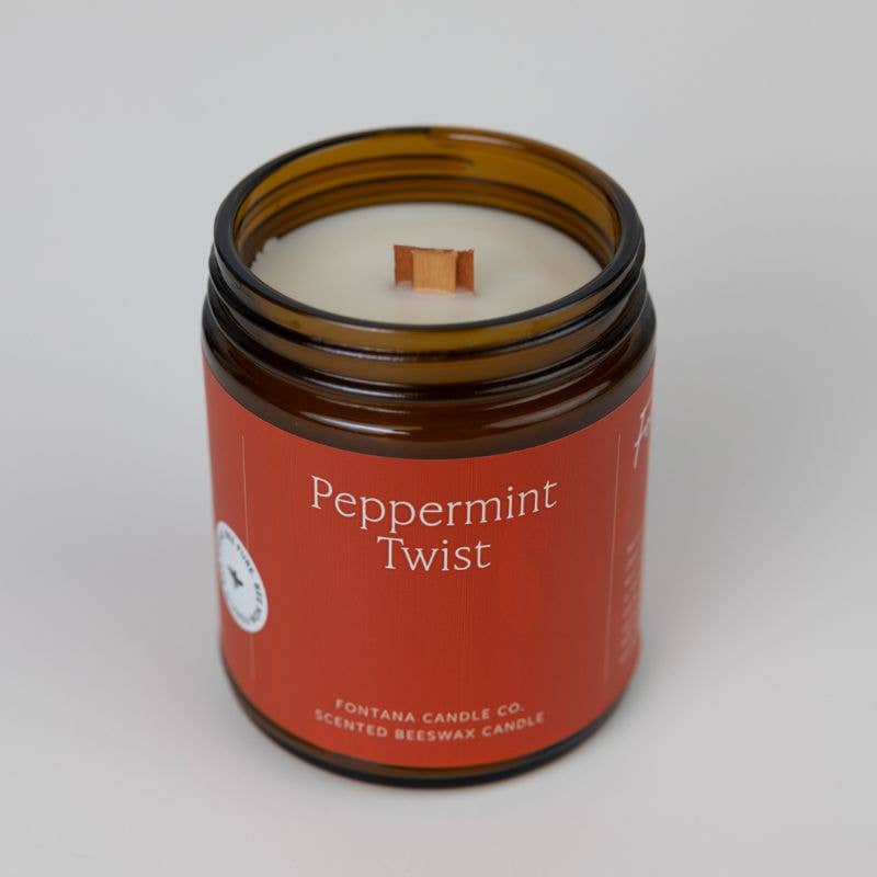Fontana Candle Co. - Peppermint Twist Essential Oil Beeswax Jar Candle: Non-Toxic