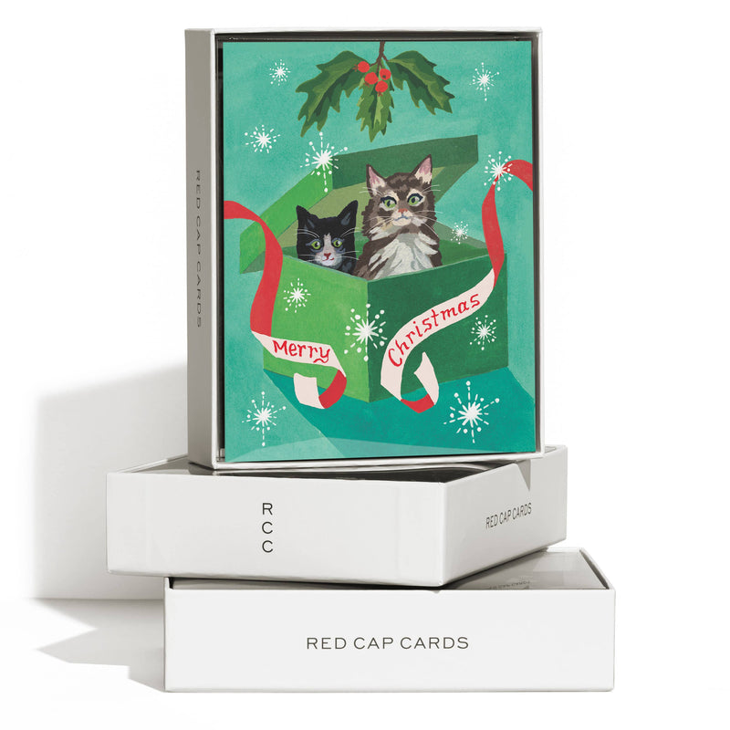 Red Cap Cards - Meowy Christmas holiday greeting card