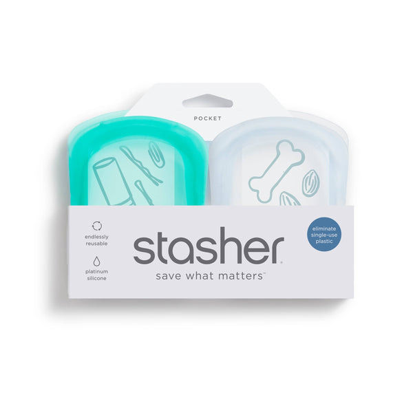 Stasher - Pocket 2-pack (1 Clear + 1 Aqua)