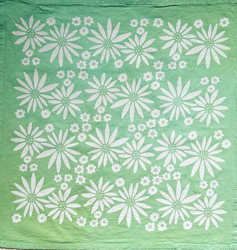 Julie Peach - Fall Floral on Green Tea Towel - 100% Cotton