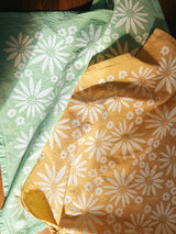 Julie Peach - Fall Floral on Green Tea Towel - 100% Cotton