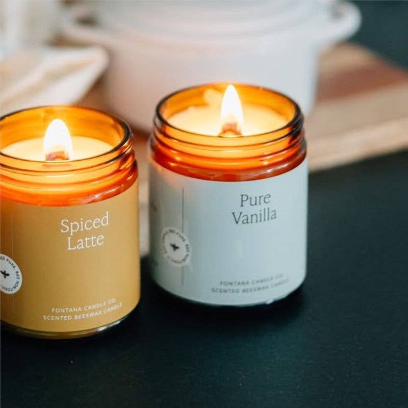 Fontana Candle Co. - Pure Vanilla Essential Oil Beeswax Jar Candle: Non-Toxic