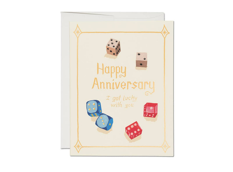 Red Cap Cards - Lucky Dice anniversary greeting card