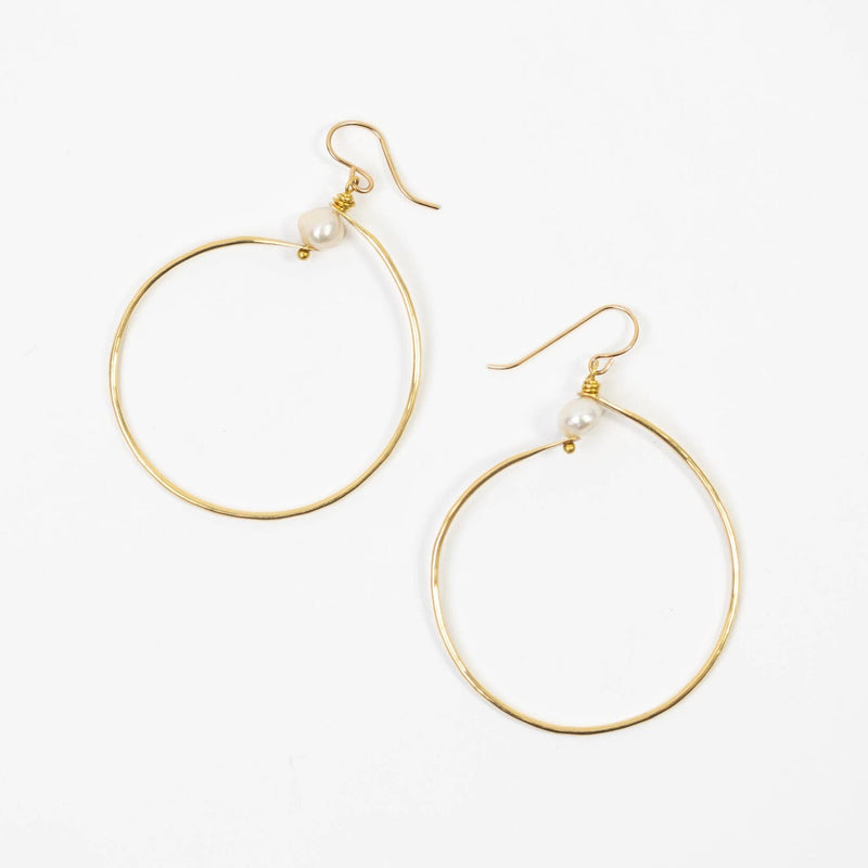 Forai - Pearl and Hoop Earrings in Brass