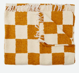 Gold & Cream - Heavyweight Checker Throw Blanket