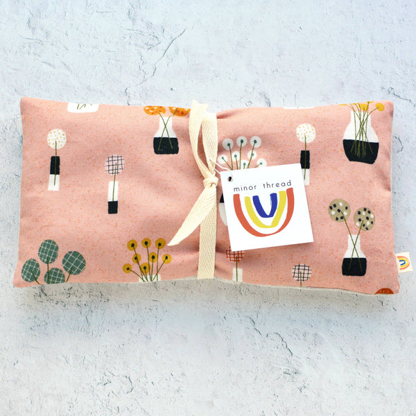 Weighted Eye Pillow in Bouquet in Pink and Linen