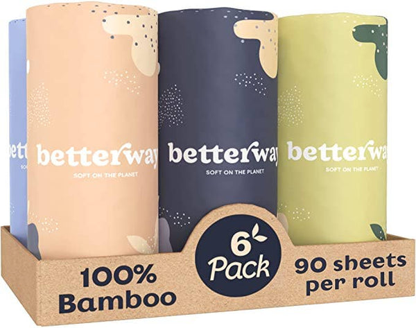 Betterway Bamboo Paper Towels (Box of 6 Rolls)